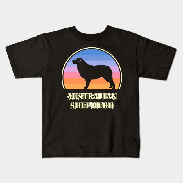 Australian Shepherd Vintage Sunset Dog Kids T-Shirt by millersye